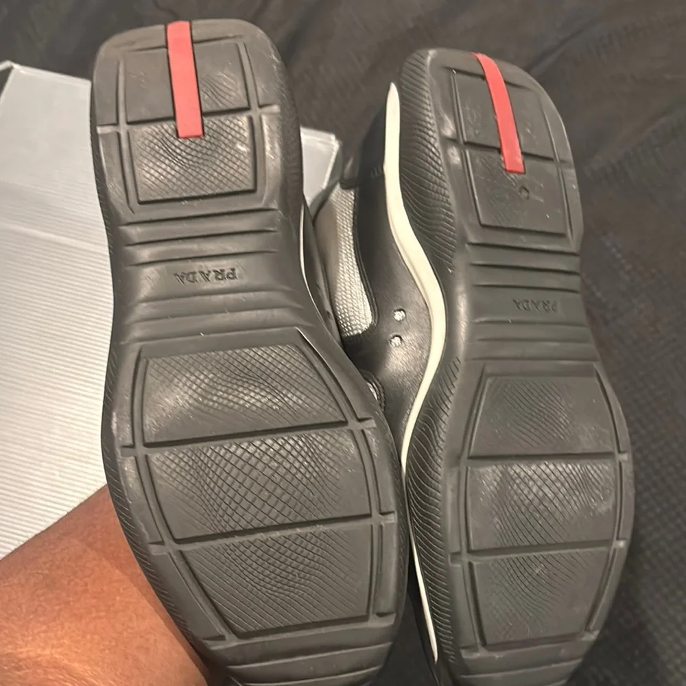 Prada Men's Black and Gray High-Top Sneakers - Picture 5 of 8